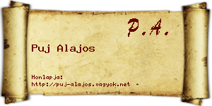 Puj Alajos névjegykártya
